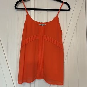 Orange Pleated Tank Blouse